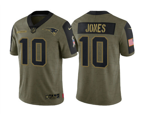 Men's New England Patriots #10 Mac Jones 2021 Olive Salute To Service Limited Stitched Men's New England Patriots #10 Mac Jones 2021 Olive Salute To Service Limited Stitched